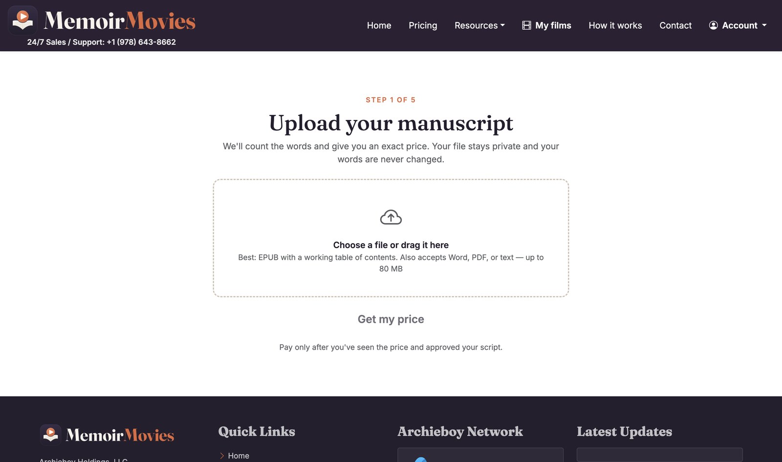 MemoirMovies — Upload your manuscript