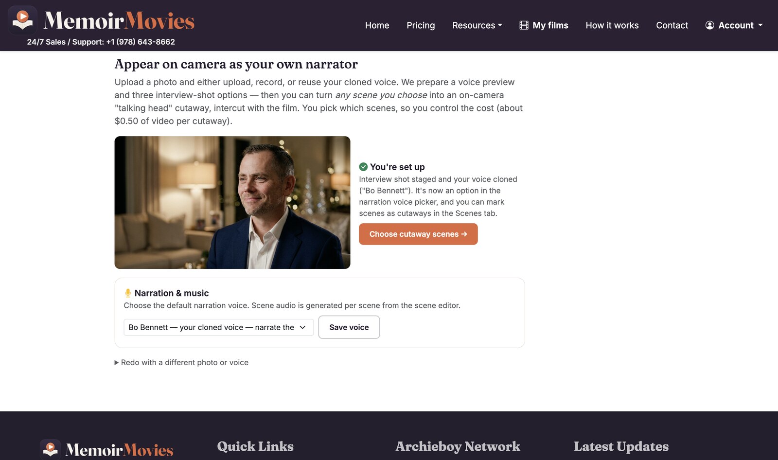 MemoirMovies — Set up your narrator