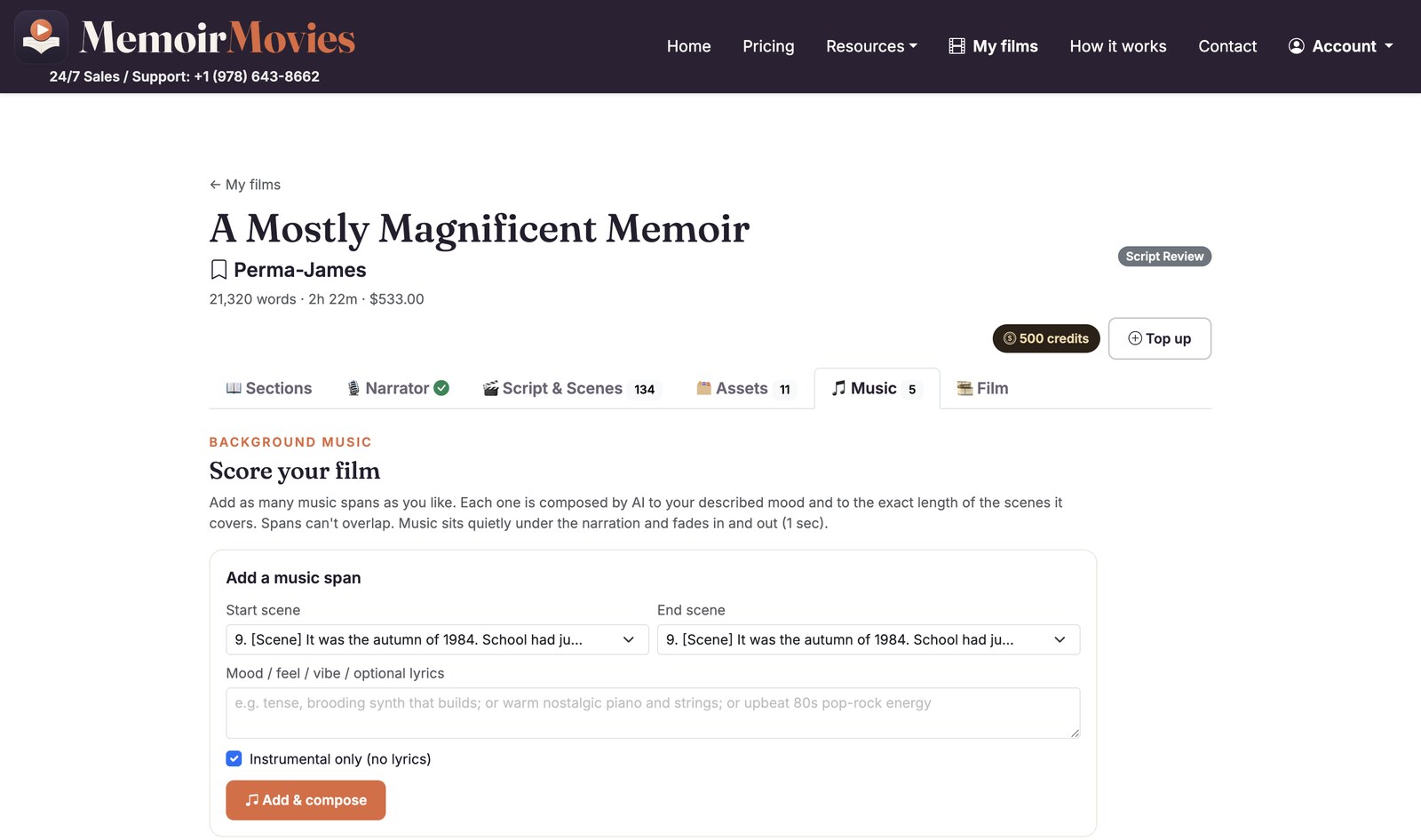 MemoirMovies — Narrate and score it