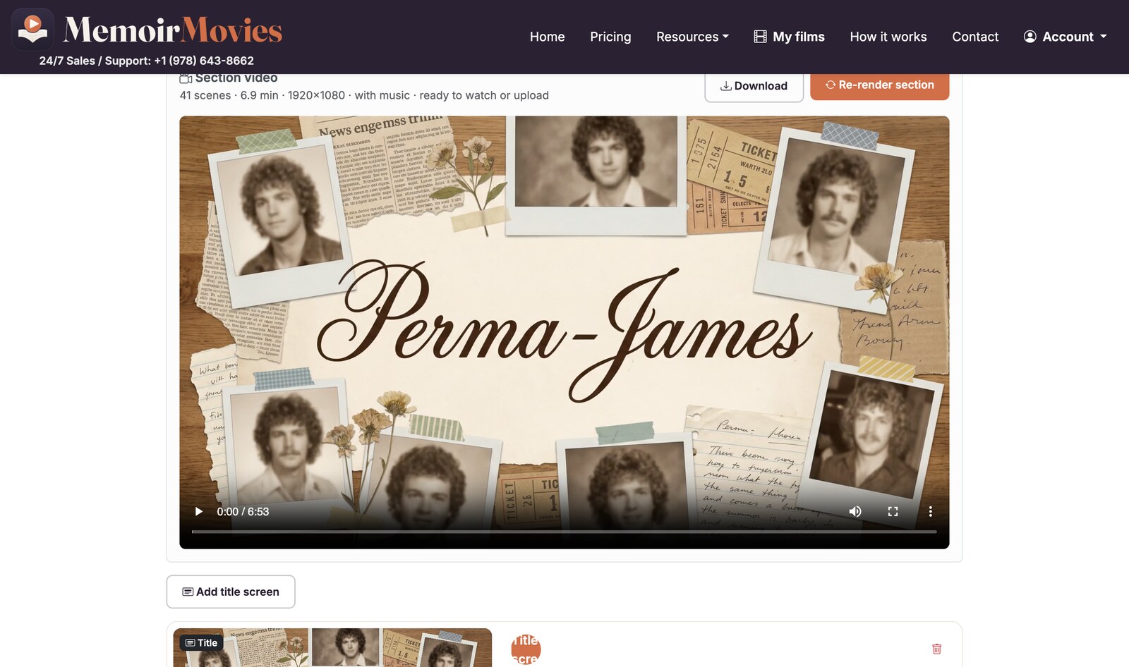 MemoirMovies — Render each section